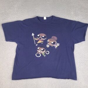 Powerpuff Girls T-Shirt Adult 3XL Blue Anime Cartoon Black Powerpuff Cats‎